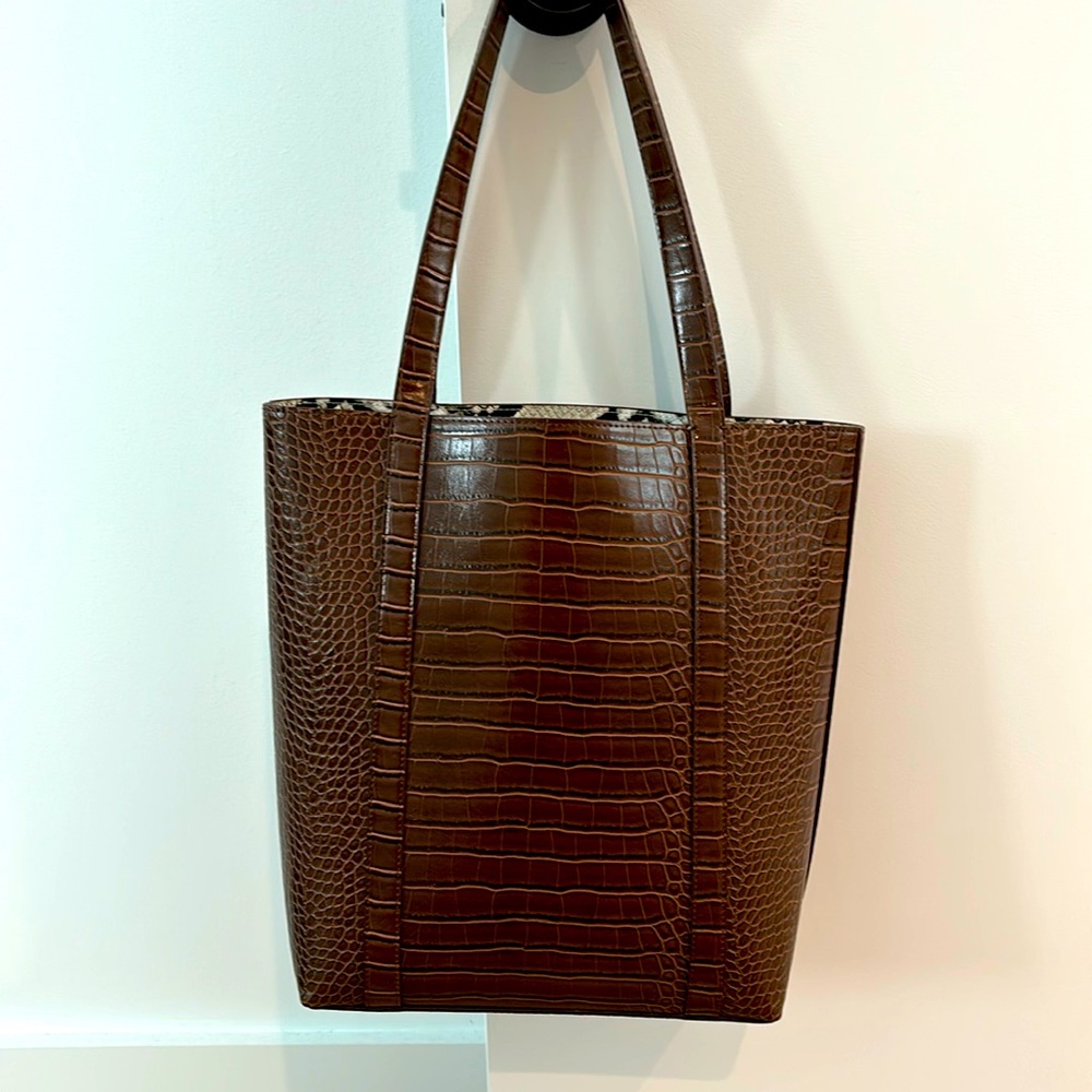 Faux alligator tote/shoulder bag. Brown